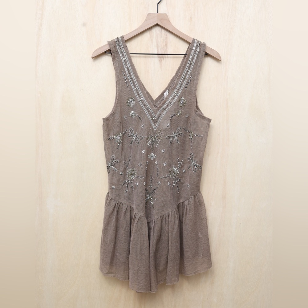 NWT Free People Nightcap Embellished Slip Brown XS - Picture 3 of 5